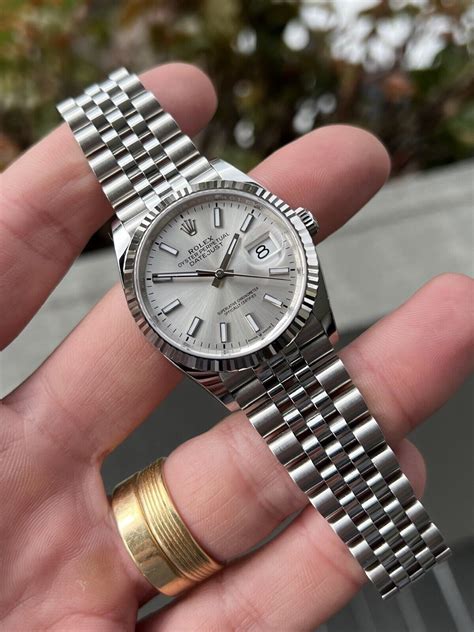 rolex datejust silver dial jubilee